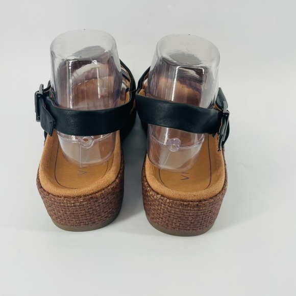 Vionic Sandals – Size 8.5 WIDE Women's Louise Raffia Black Leather Platform NEW - Picture 7 of 12